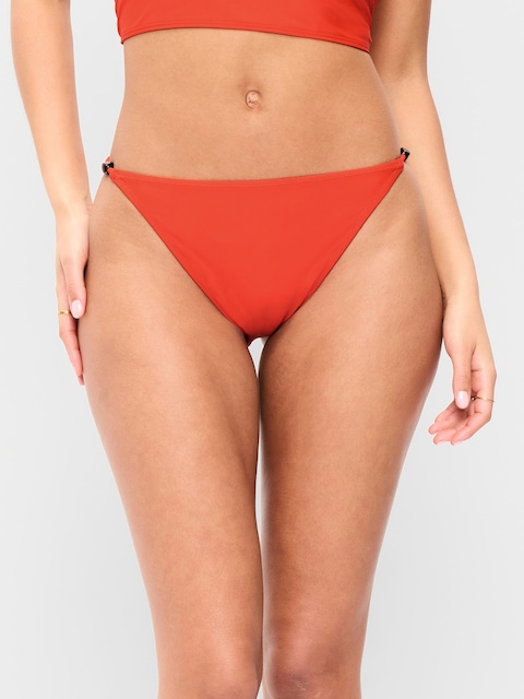 BAS DE BIKINI PERLÉE À TAILLE MI-BASSE