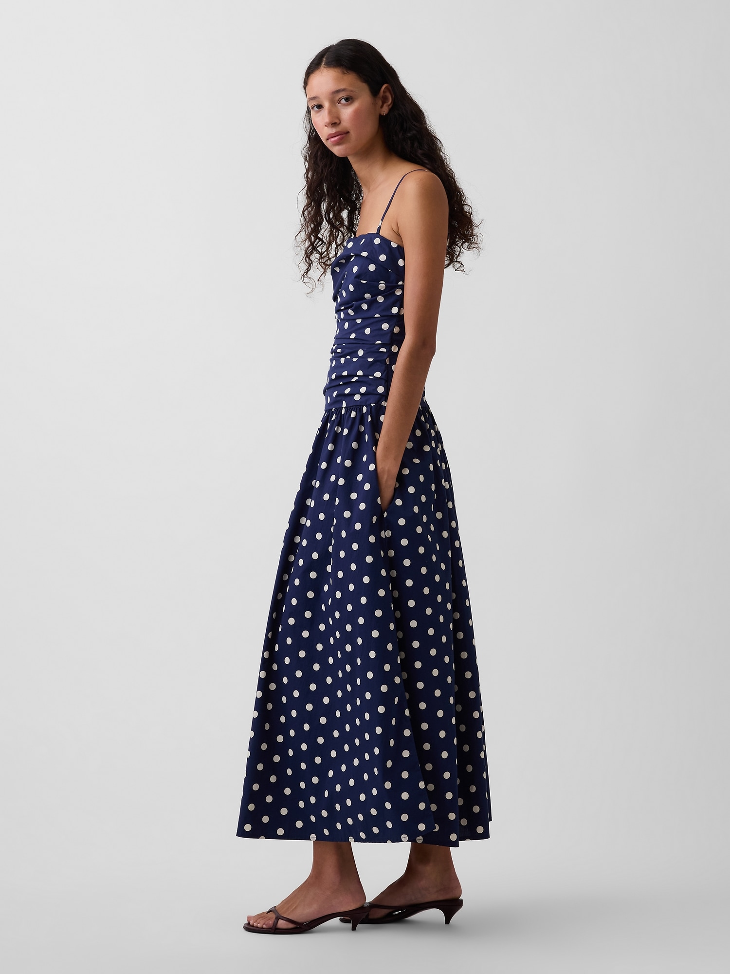 Poplin Drop-Waist Maxi Dress
