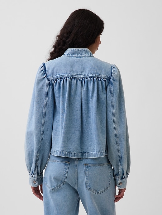 Denim Balloon-Sleeve Crop Swing Jacket | Gap
