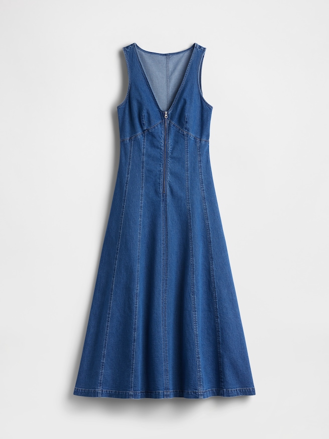 デニム フロントファスナー ミディワンピース-5