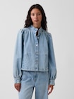 デニム バルーンスリーブ クロップド スウィングジャケット-0