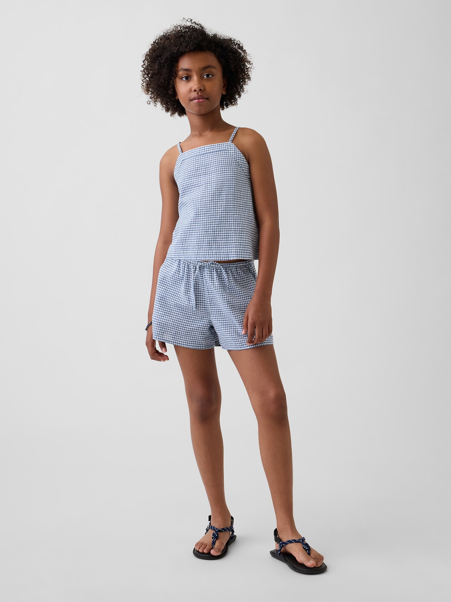 Kids Linen-Cotton Gingham Easy Shorts
