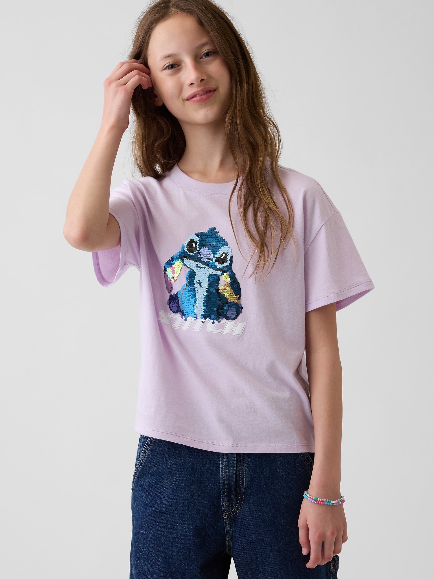 GapKids &times; ディズニー オーバーサイズ フリッピースパンコール グラフィックTシャツ-0