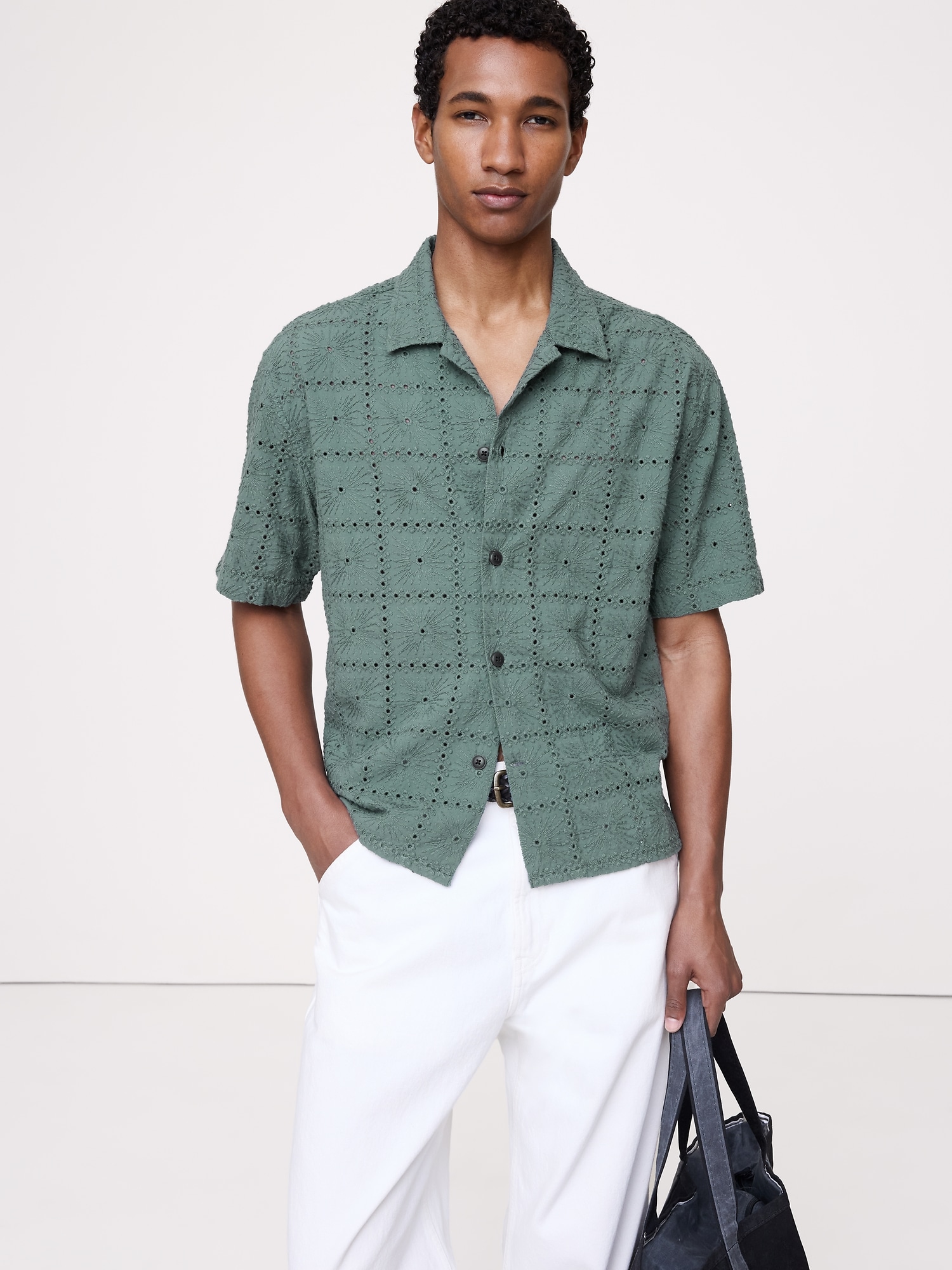 CHEMISE DE VACANCES DÉCONTRACTÉE EN COTON BRODÉ