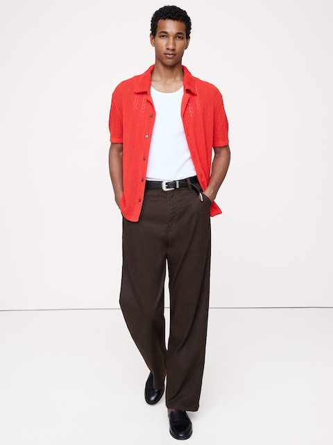 CARDIGAN À COL POLO TEXTURÉ