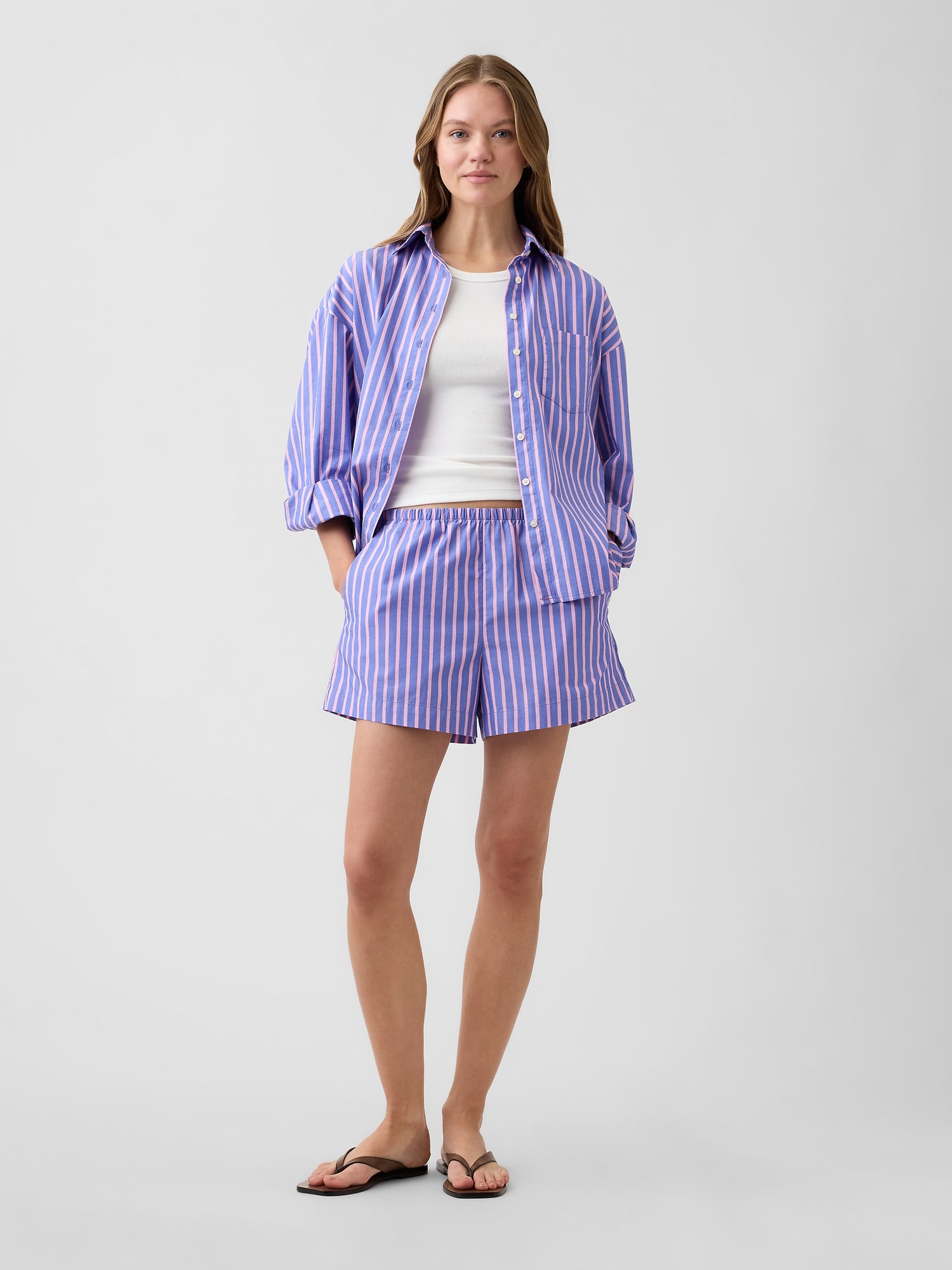 Relaxed Pull-On Poplin Shorts