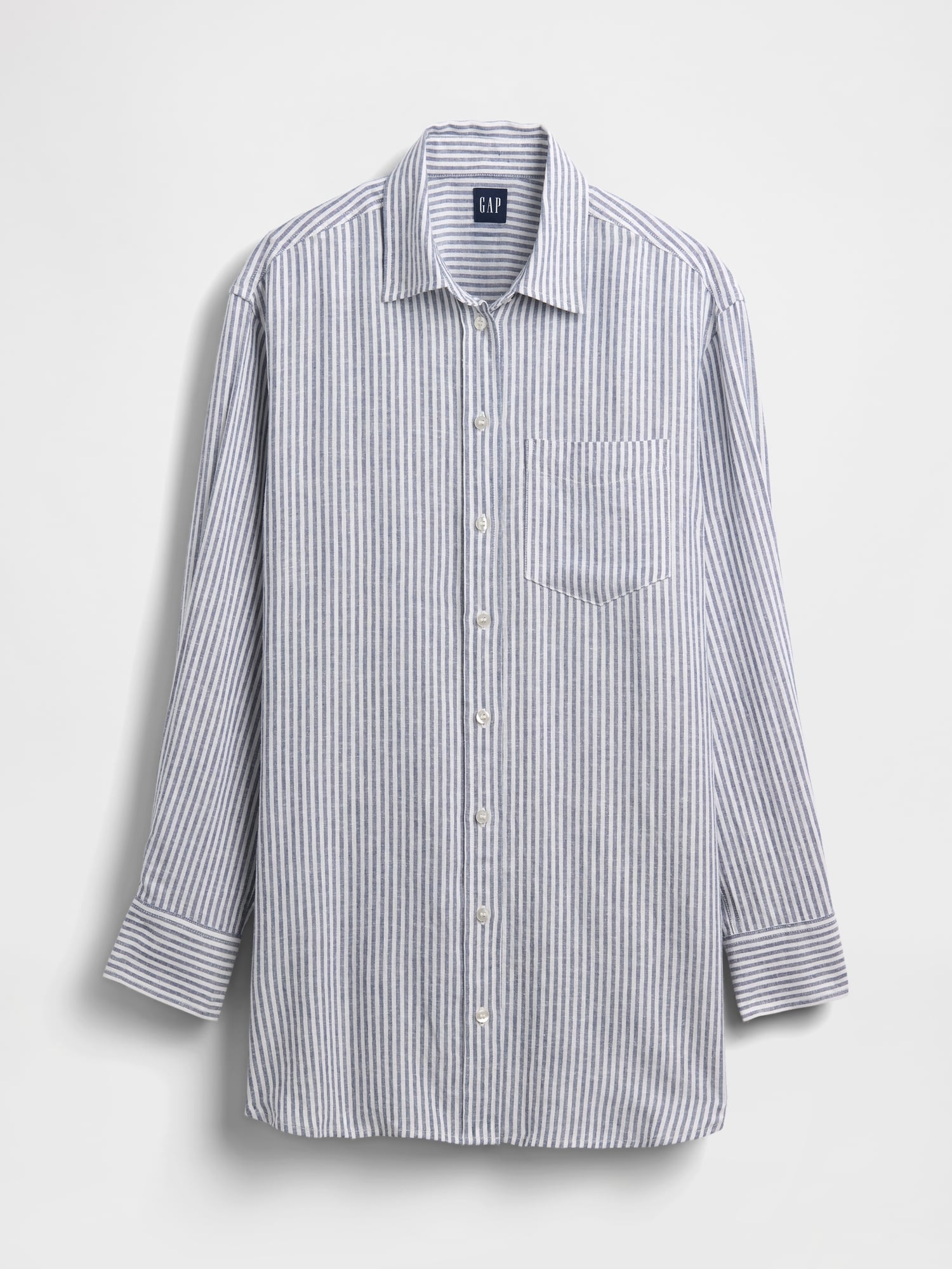 Linen-Blend Oversized Tunic Shirt
