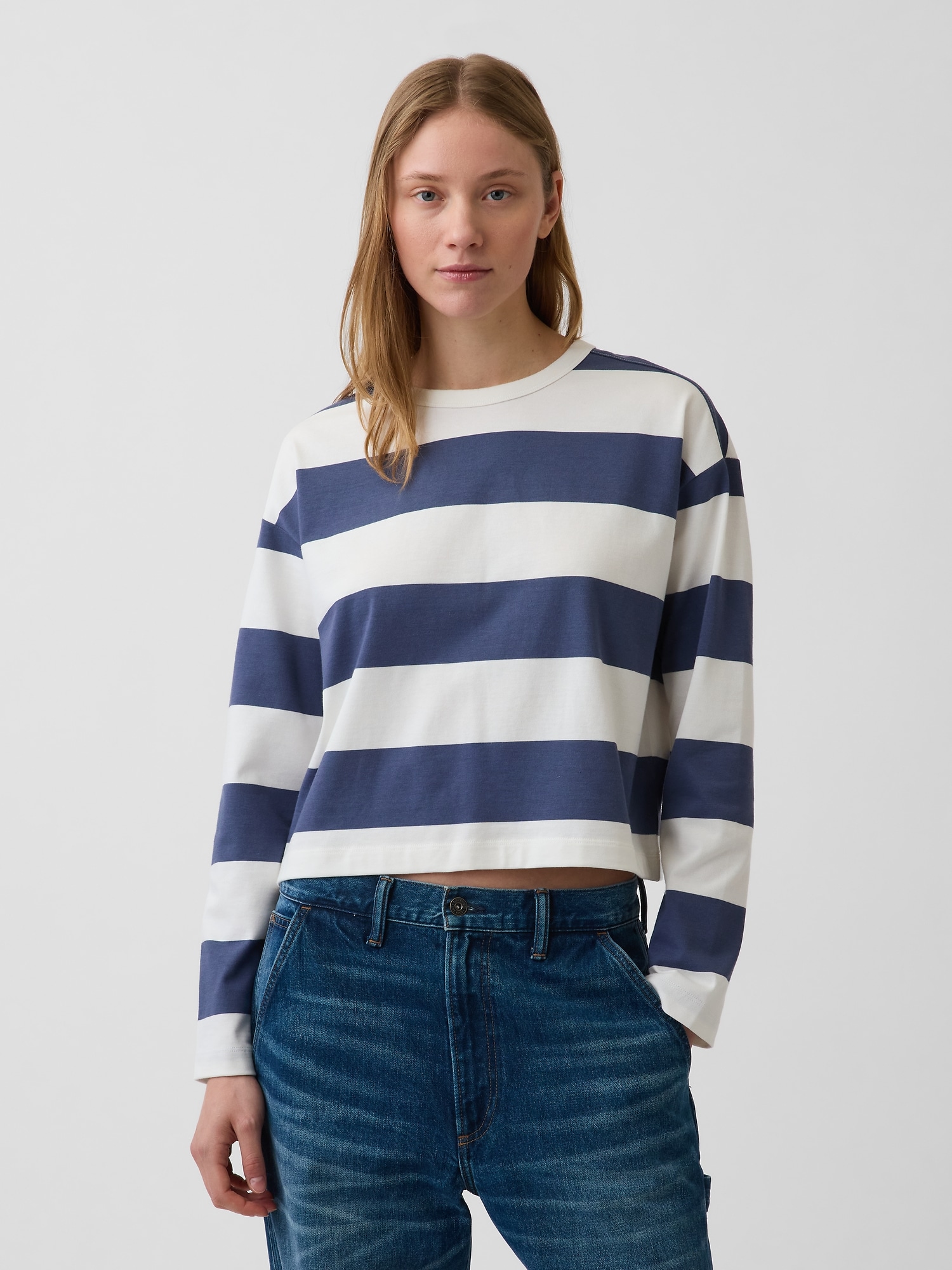 Knit Oversized Crop T-Shirt
