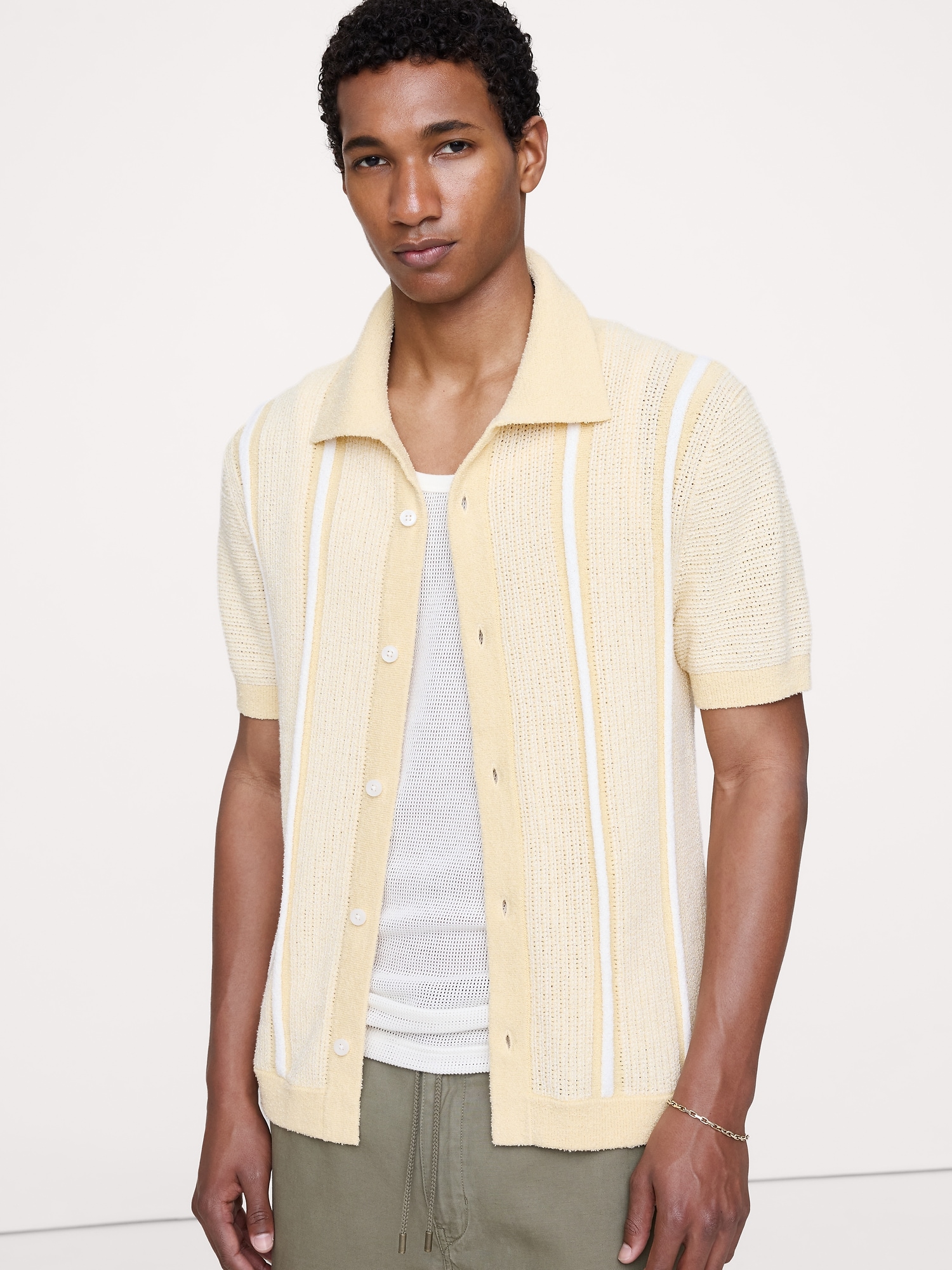 Bouclé Stripe Sweater Polo
