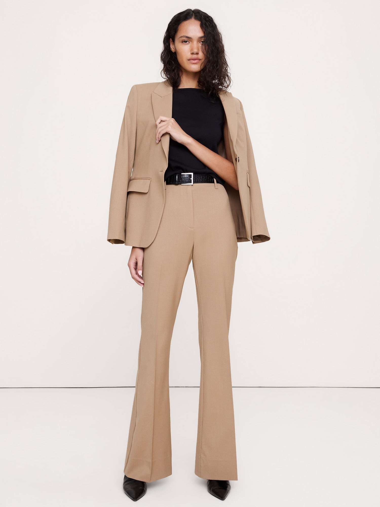 High-Rise Flare Italian Lightweight Wool Pant