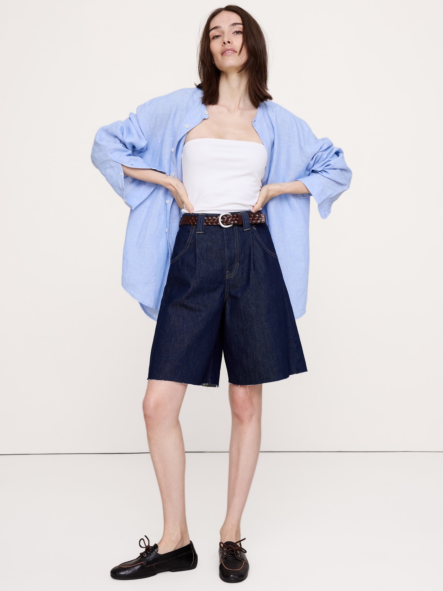 Mid-Rise Cotton Bermuda Short