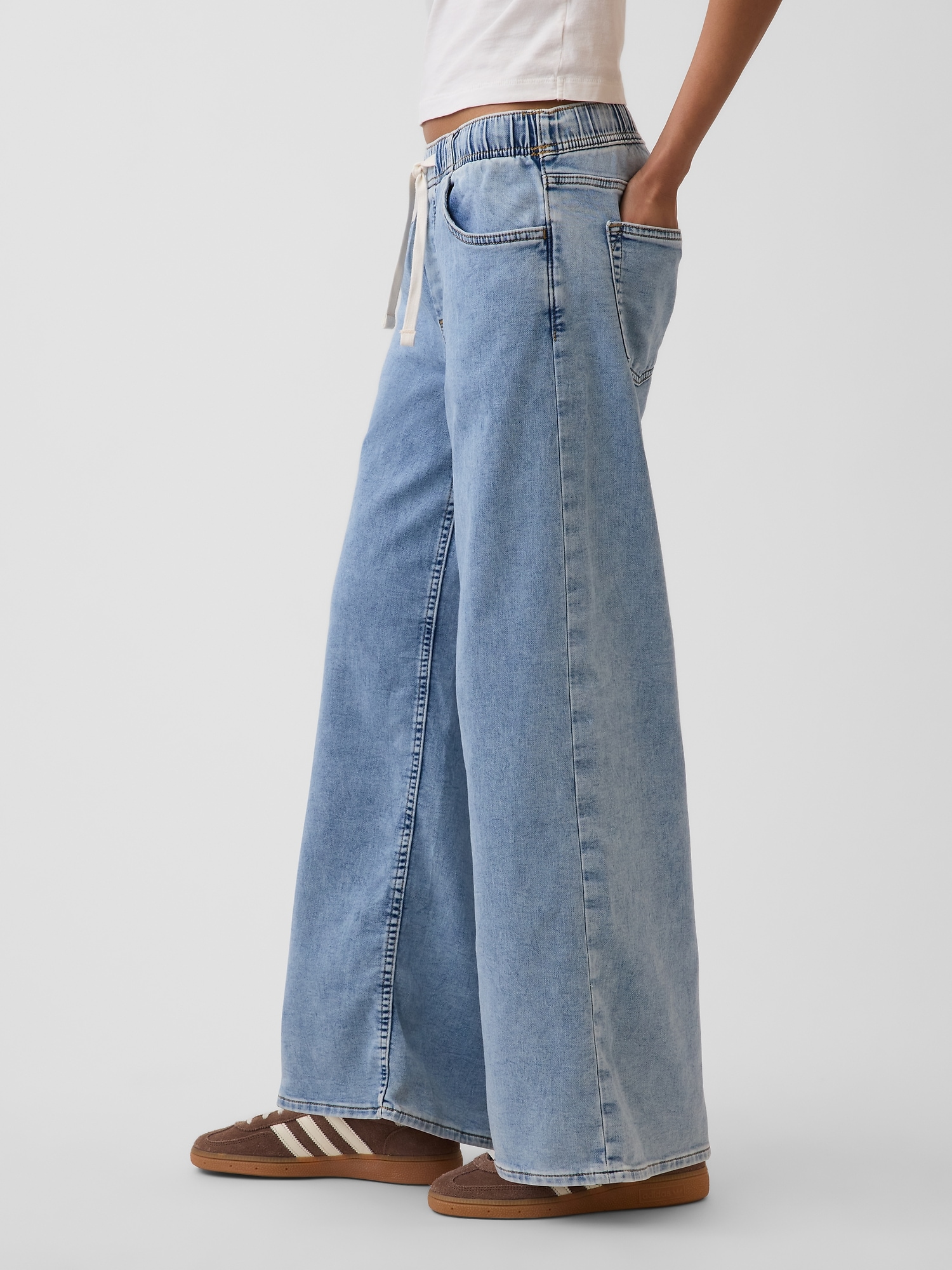 Mid Rise Knit Easy Baggy Jeans