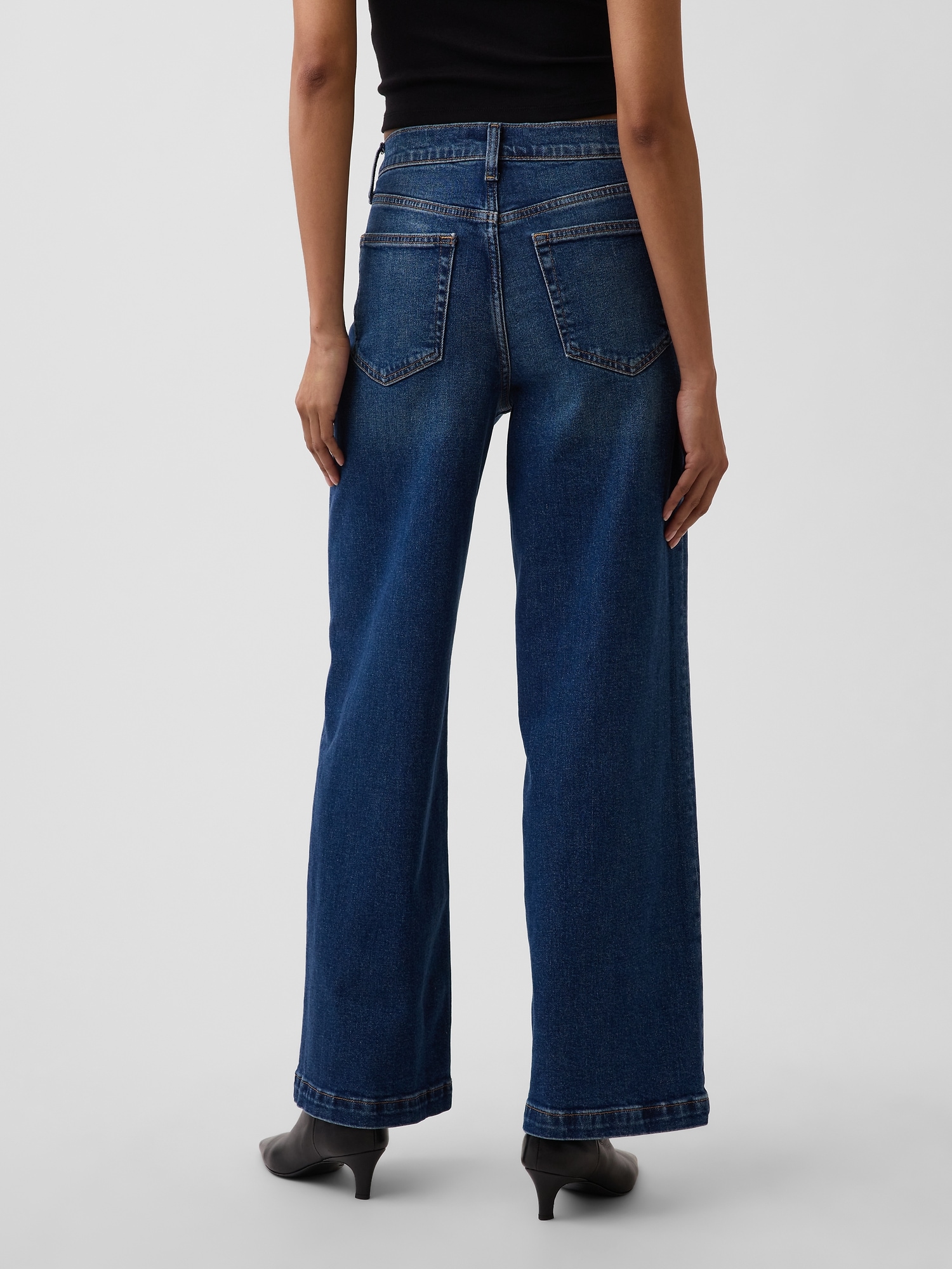 High Rise Stride Wide-Leg Ankle Jeans