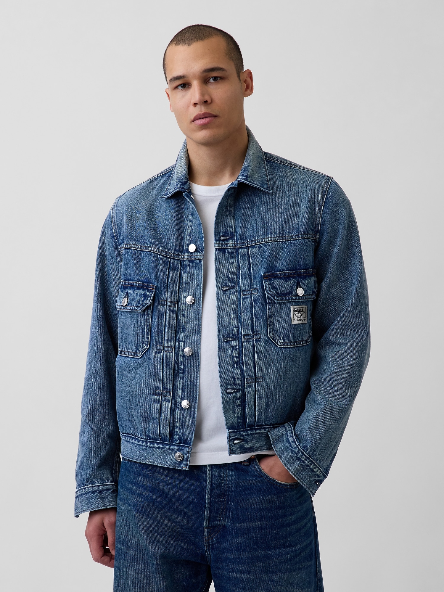 キース・ヘリング アイコンデニムジャケット-0