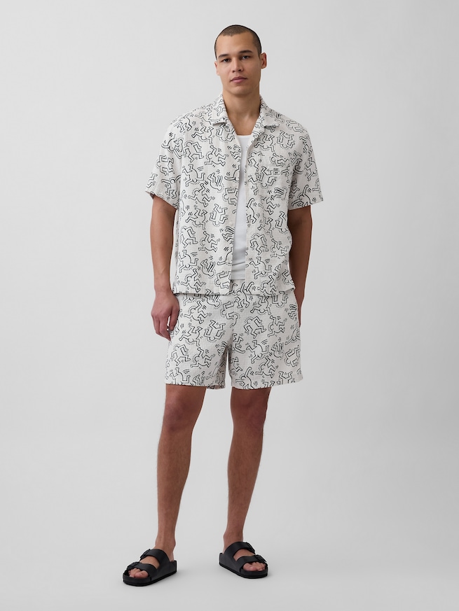 キース・ヘリング テクスチャー イージーウエストショートパンツ-0