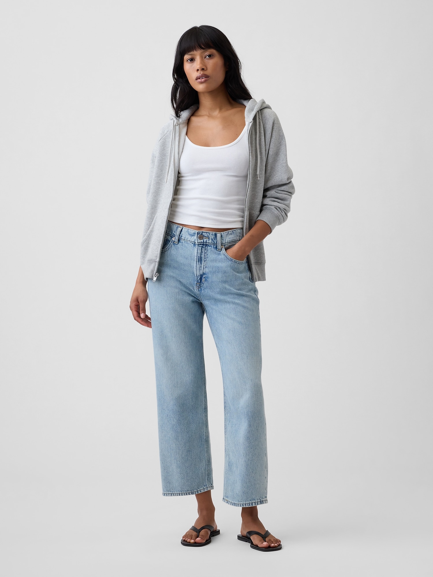 Low slung supersoft relaxed straight crop jeans
