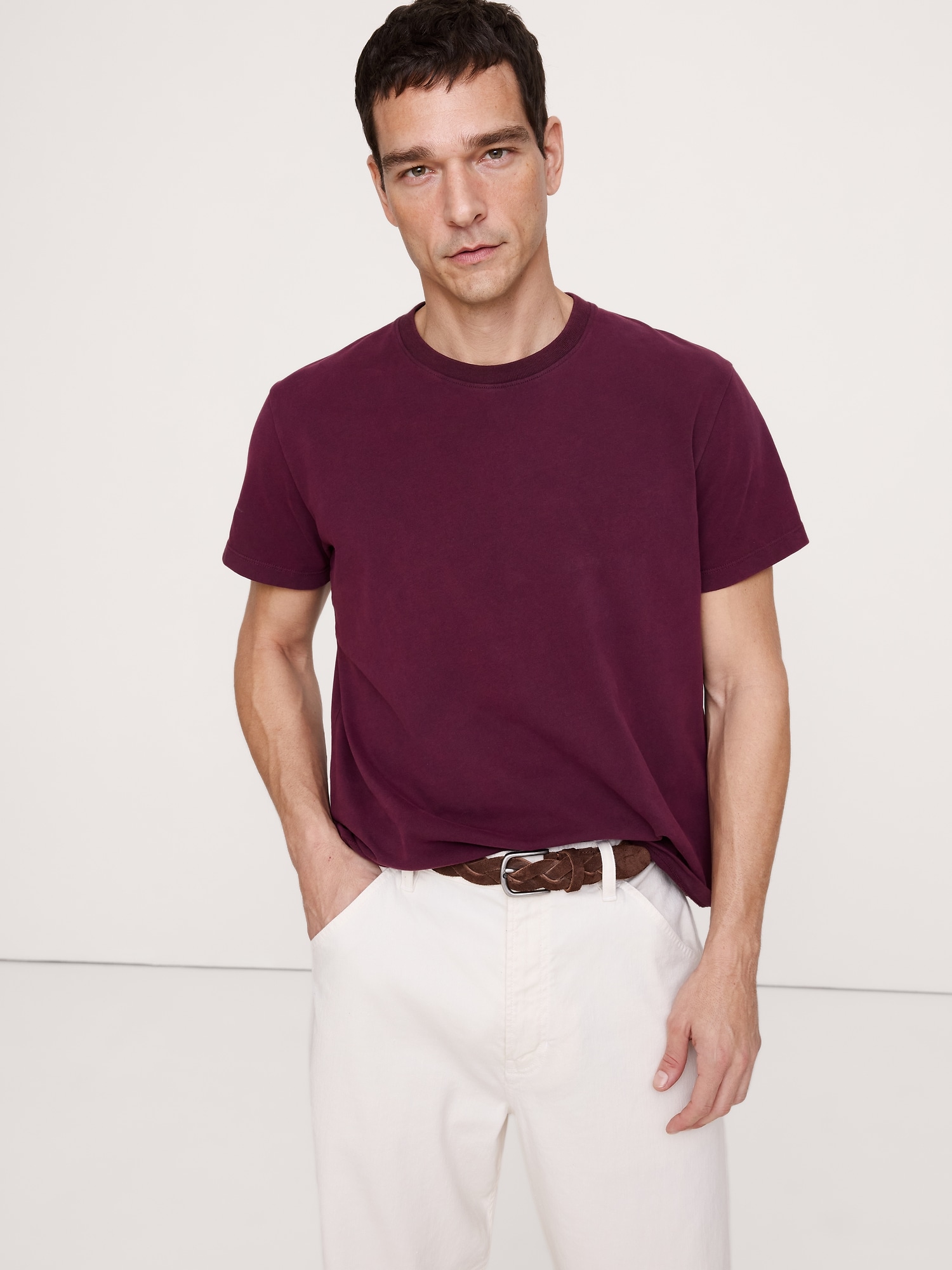 T-SHIRT RAS DU COU EN COTON SUÉDÉ