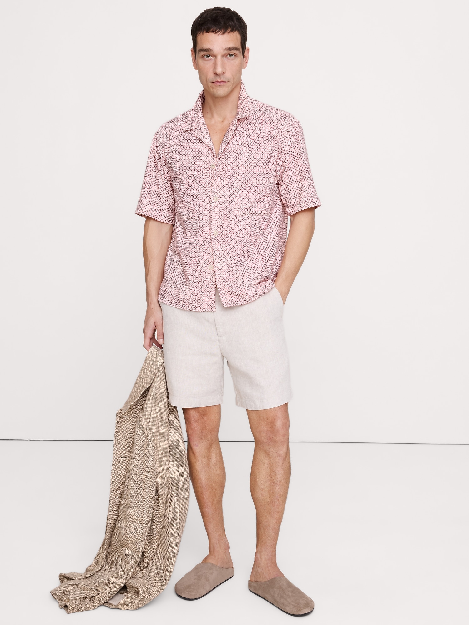 CHEMISE DE VACANCES DÉCONTRACTÉE EN TISSU GAUFRÉ
