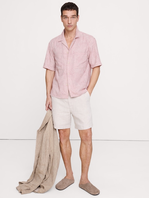 CHEMISE DE VACANCES DÉCONTRACTÉE EN TISSU GAUFRÉ