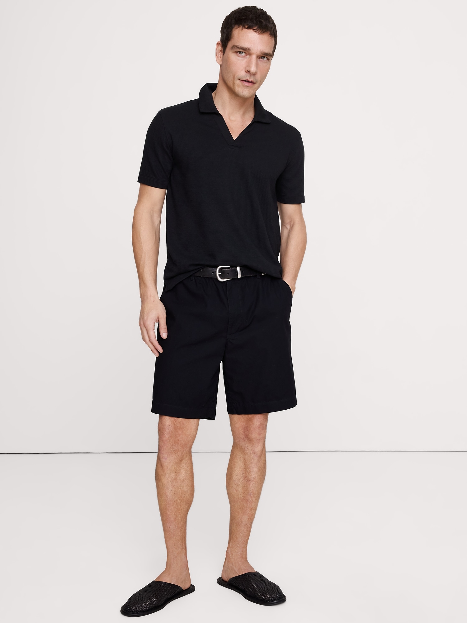 Mesh Johnny-Collar Polo