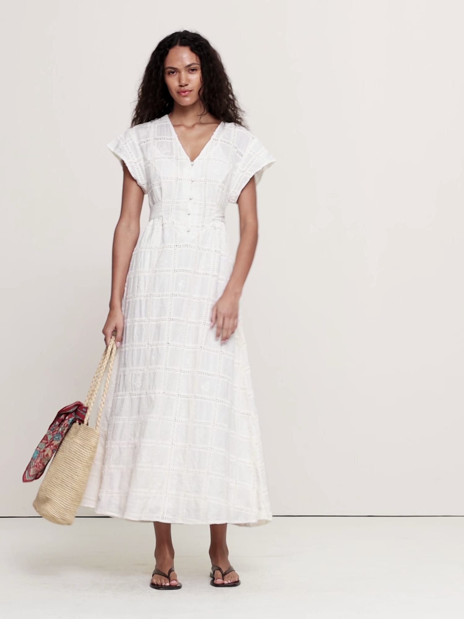 エンブロイダリー コットン マキシ ドレス-4