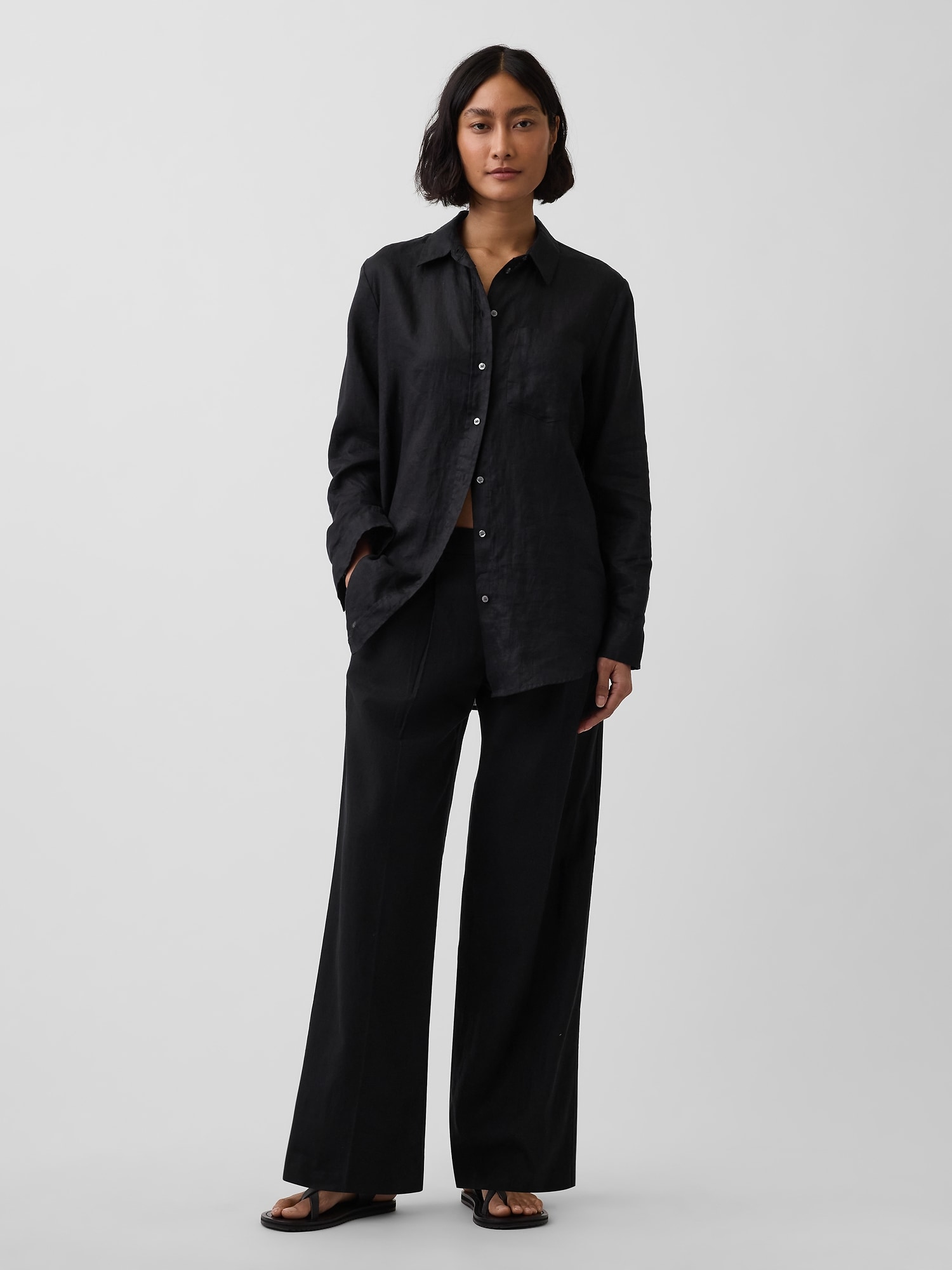 PANTALON TAILLEUR 365 À TAILLE BASSE EN MÉLANGE DE LIN