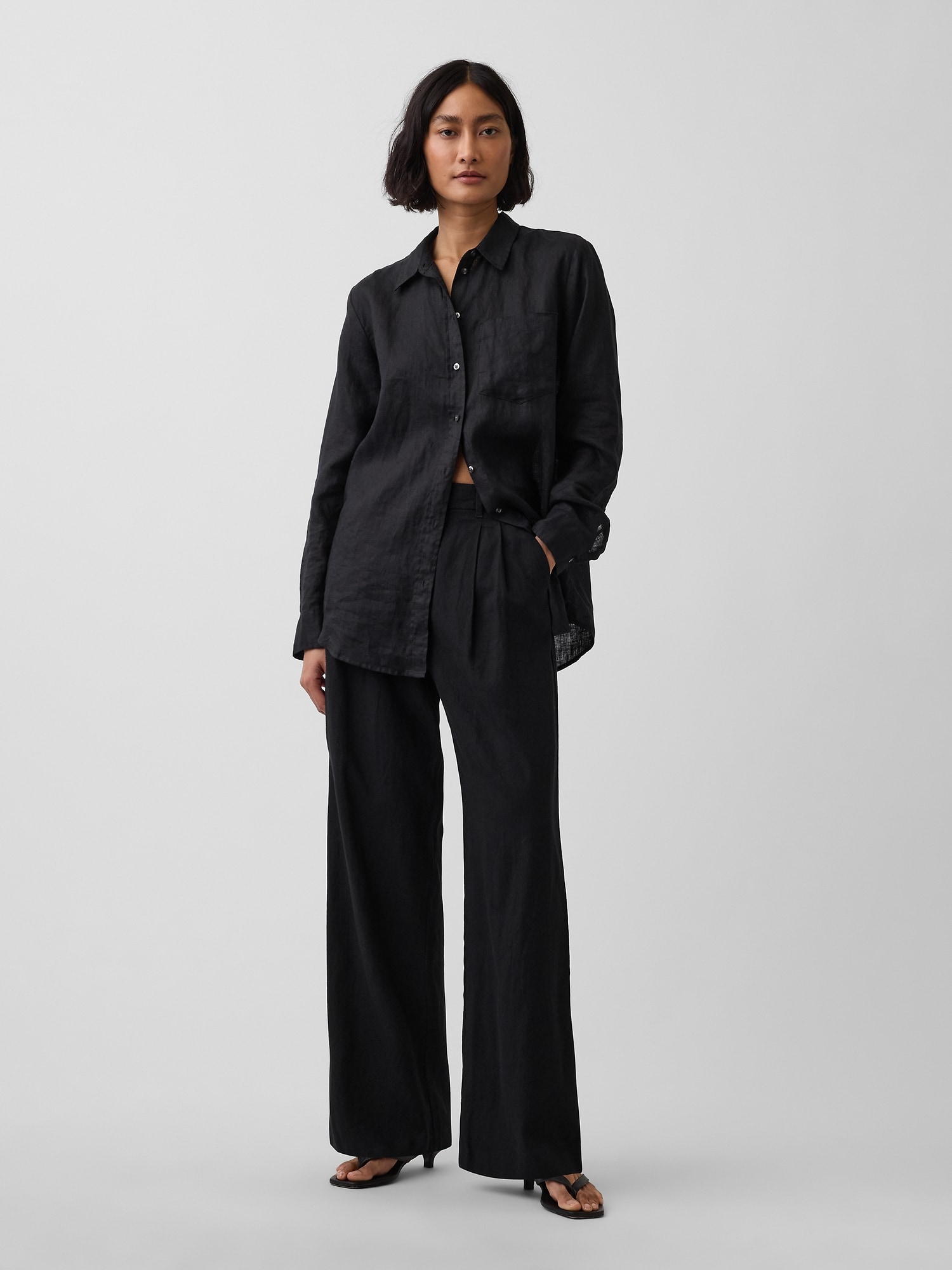 PANTALON TAILLEUR 365 À TAILLE HAUTE EN MÉLANGE DE LIN