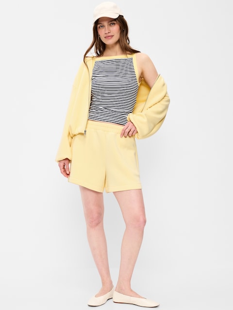 High-Waisted Bounce Fleece Shorts -- 5-inch inseam