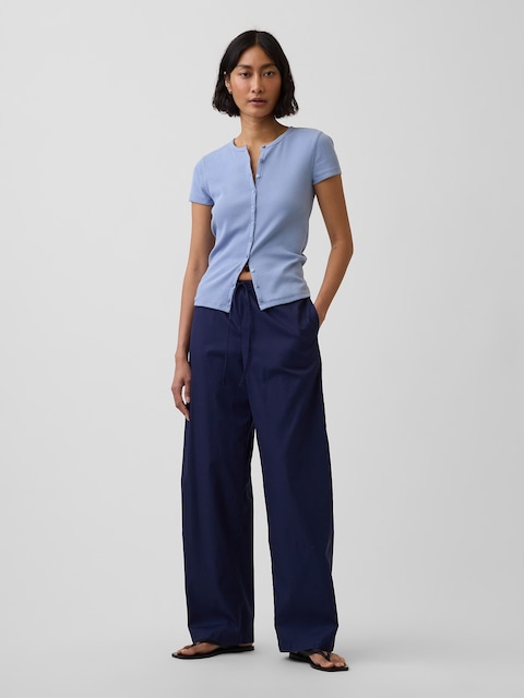 Poplin Easy Barrel Pants