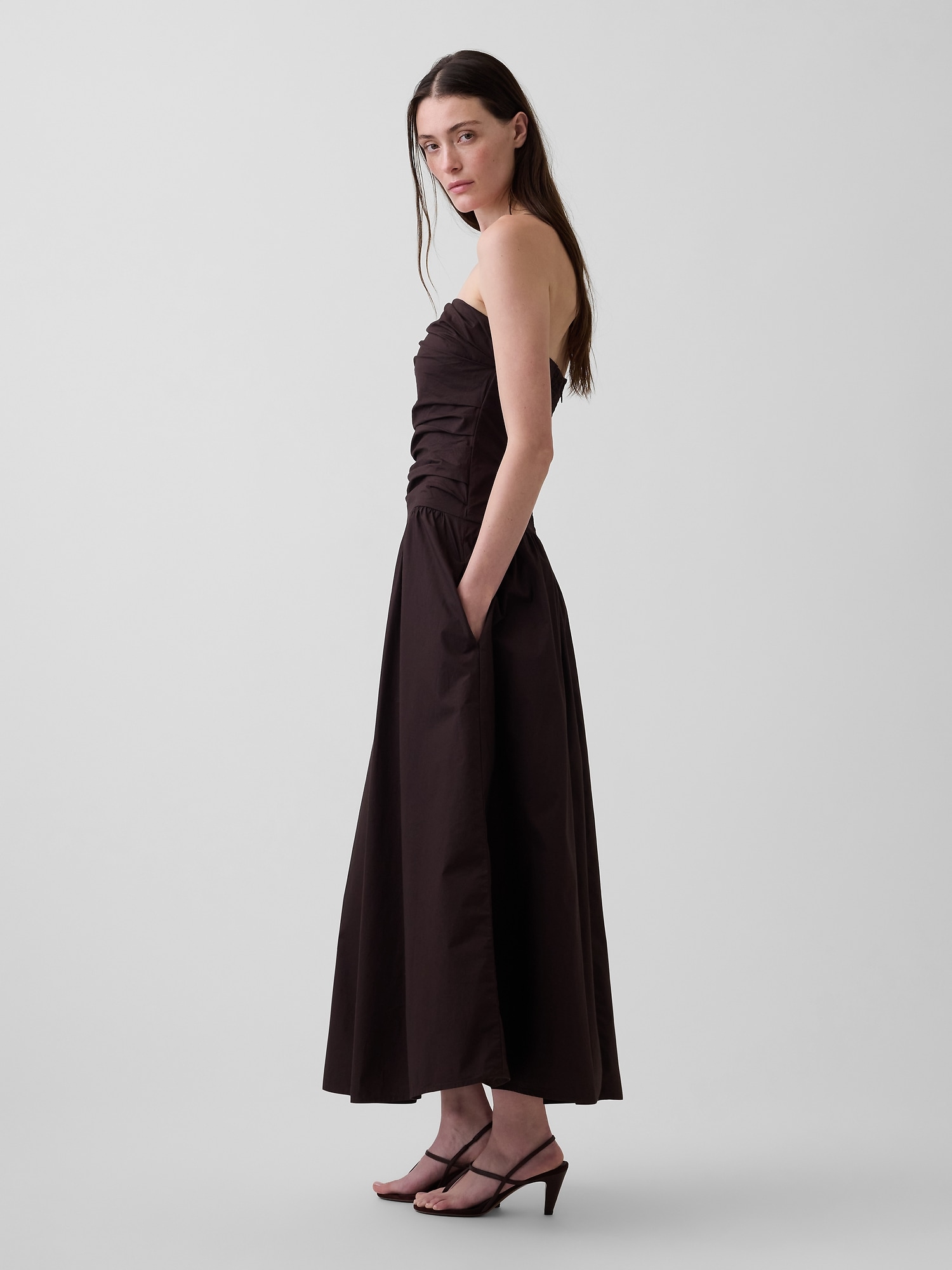 Poplin Drop-Waist Maxi Dress