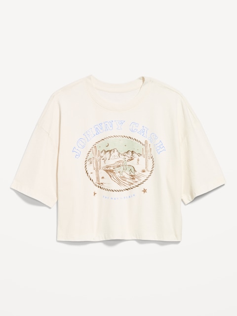 T-SHIRT COURT SURDIMENSIONNÉ RAS DU COU À IMPRIMÉ