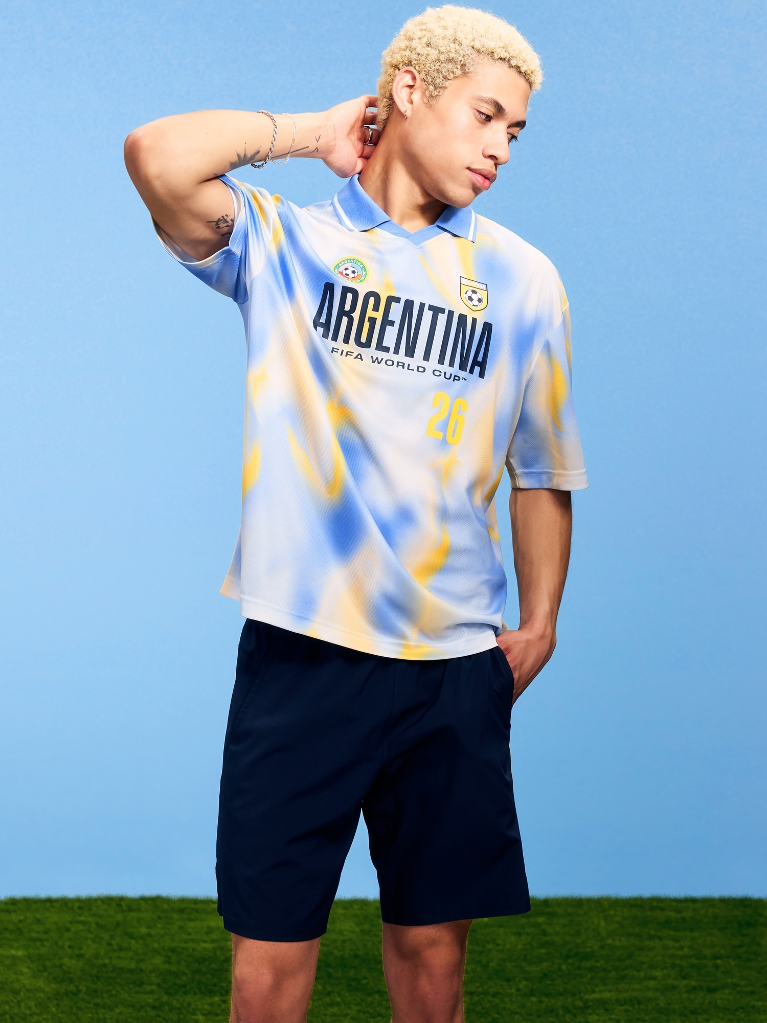 T-SHIRT EN JERSEY À COL COUPE DU MONDE DE LA FIFA 26™, ARGENTINE POUR HOMME