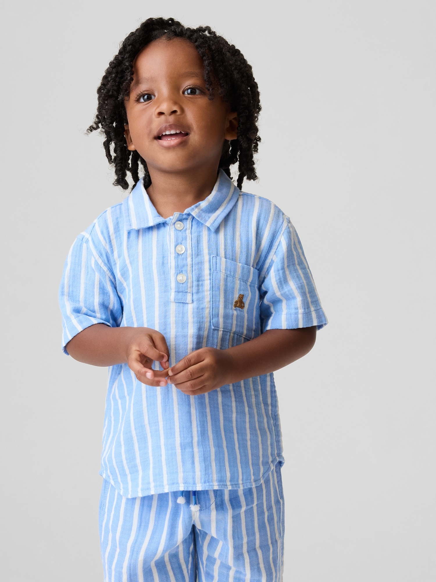 Baby & Toddler Cotton Gauze Print Polo Shirt
