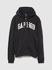 フレンチテリー リラックスフィット GAP1969ロゴ  ジップアップパーカー-0