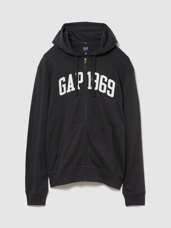 フレンチテリー リラックスフィット GAP1969ロゴ  ジップアップパーカー-0
