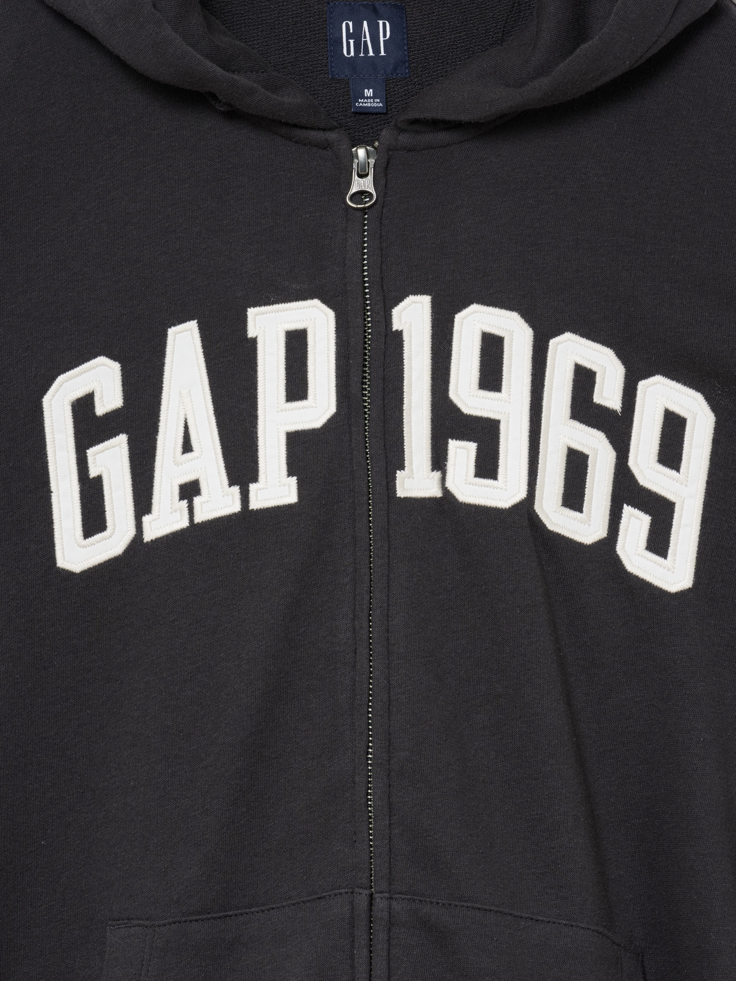フレンチテリー リラックスフィット GAP1969ロゴ  ジップアップパーカー-3