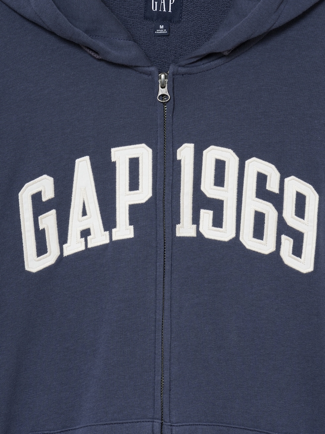 フレンチテリー リラックスフィット GAP1969ロゴ  ジップアップパーカー-1