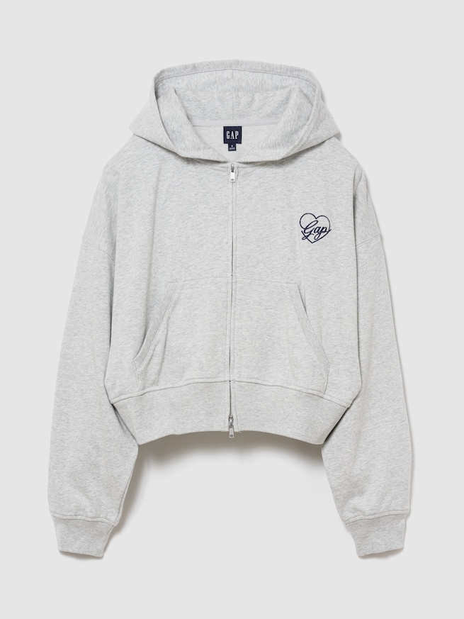 フレンチテリー オーバーサイズ GAPハートロゴ ジップアップパーカー-0