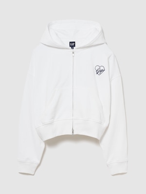 フレンチテリー オーバーサイズ GAPハートロゴ ジップアップパーカー