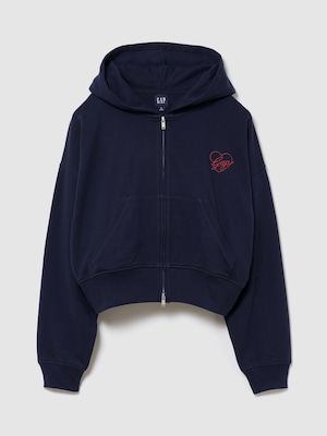 フレンチテリー オーバーサイズ GAPハートロゴ ジップアップパーカー