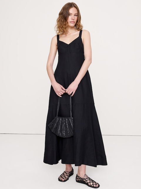 ROBE LONGUE EN LIN À TAILLE EMPIRE