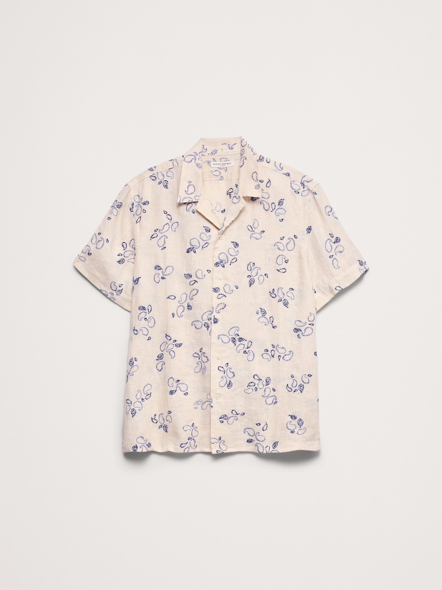 Standard-Fit Embroidered Linen Resort Shirt