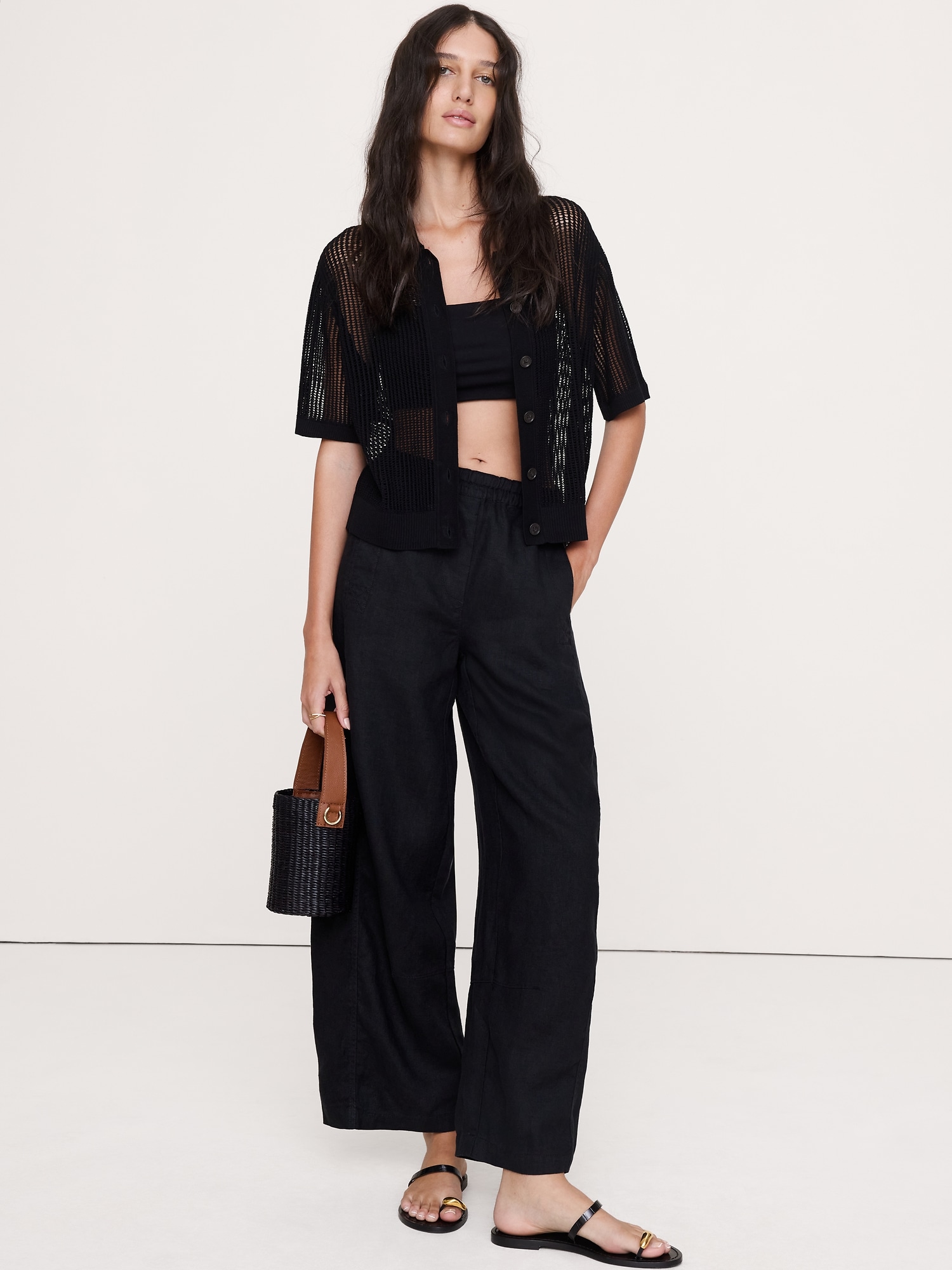 Mid-Rise Relaxed Painter Pull-On Pant in Linen