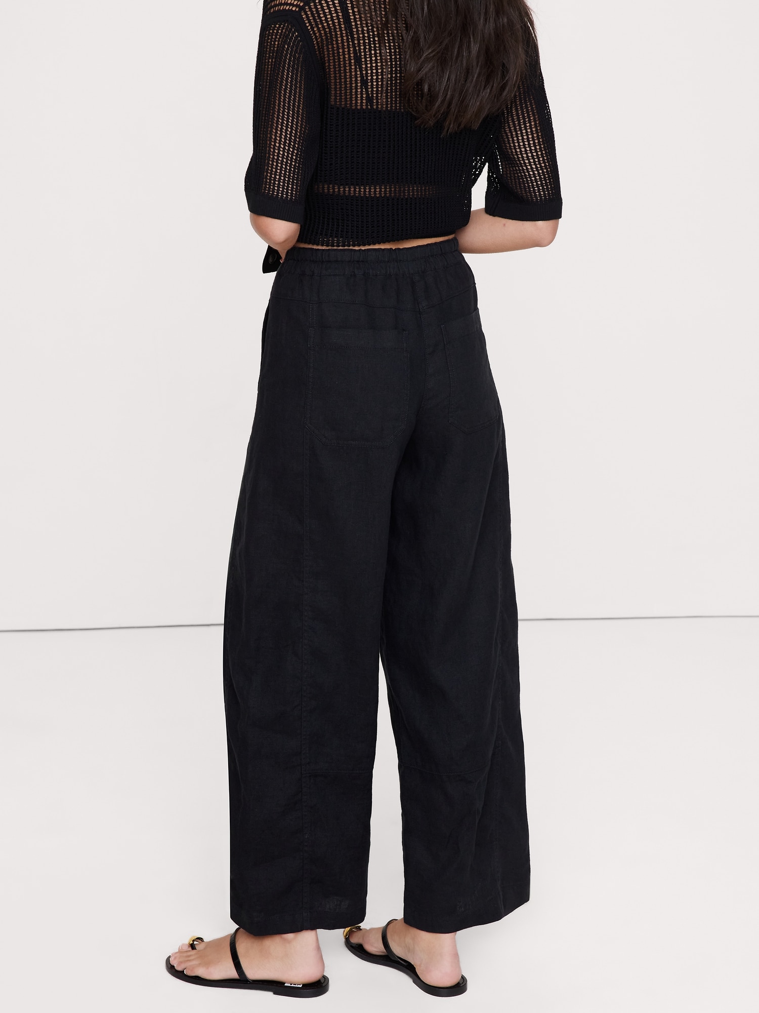 Mid-Rise Relaxed Painter Pull-On Pant Linen