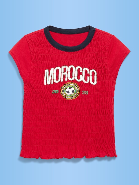 T-SHIRT À SMOCKS AVEC IMPRIMÉ DE LA COUPE DU MONDE DE LA FIFA 26™, MAROC POUR FILLE