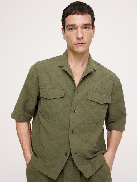 CHEMISE DE VACANCES DÉCONTRACTÉE EN JACQUARD DE COTON