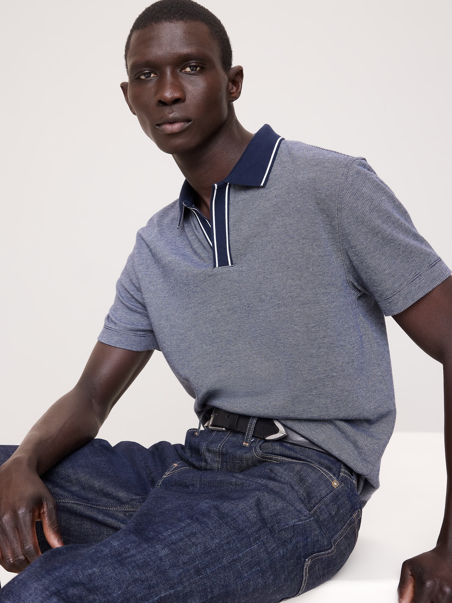 Luxury-Touch Johnny Collar Polo