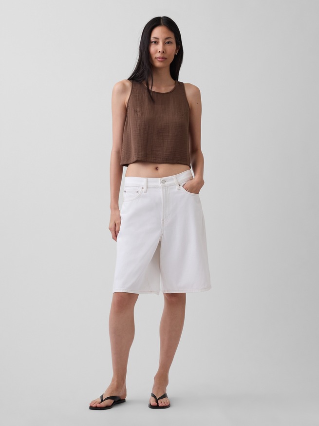 コットンガーゼ レーサー シェルタンクトップ-1