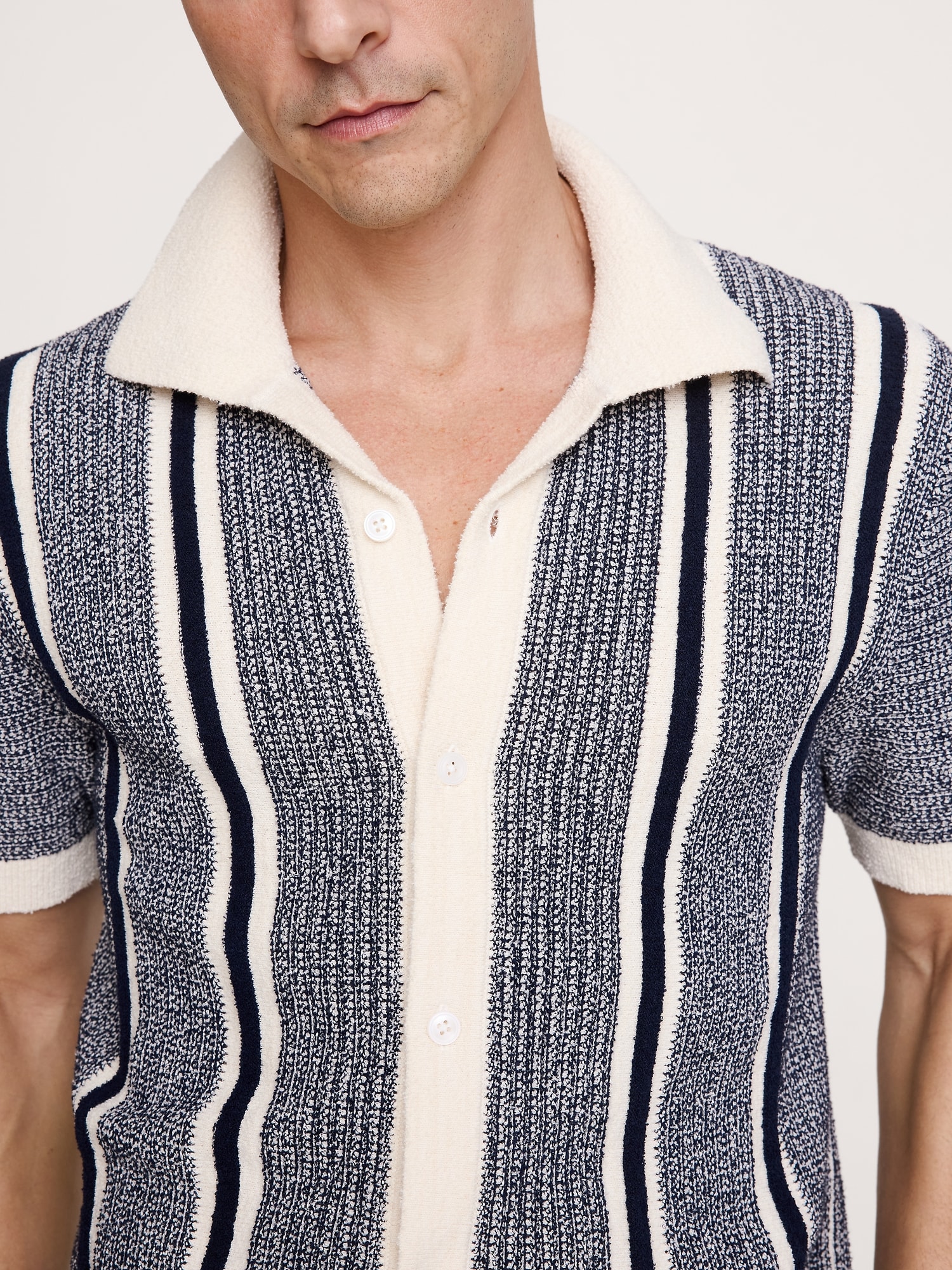 Bouclé Stripe Sweater Polo