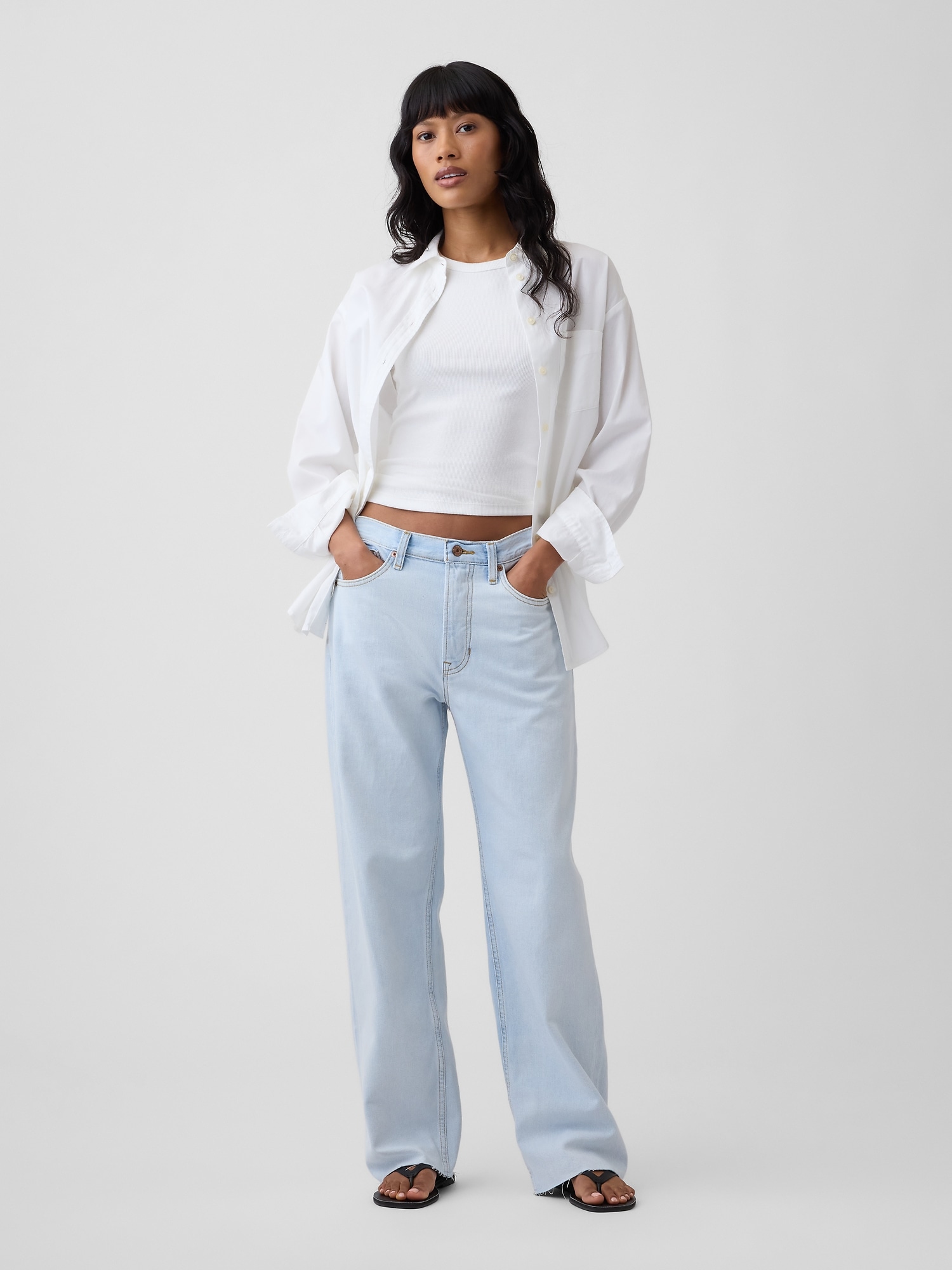 Low Slung Relaxed Straight Jeans